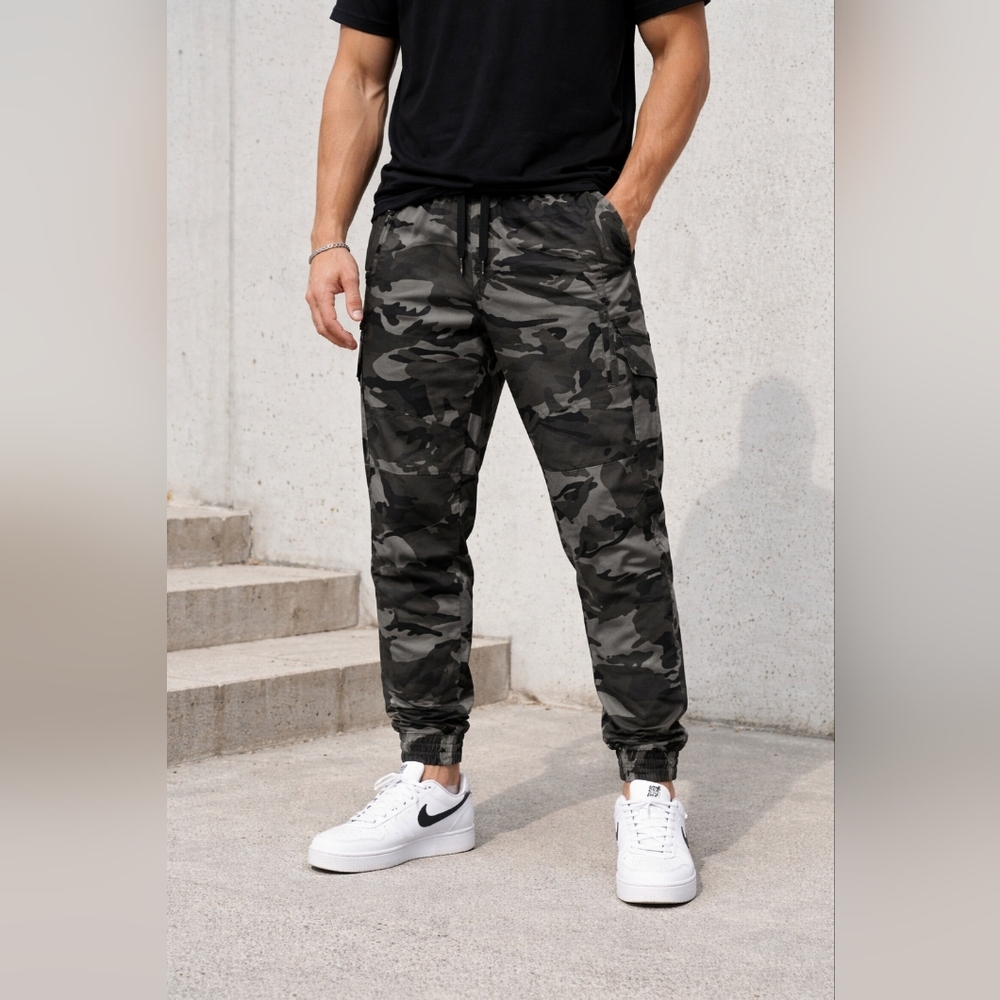 “C1RCA Camo Cargo Jogger Pants Zip Pocket Streetwear”
